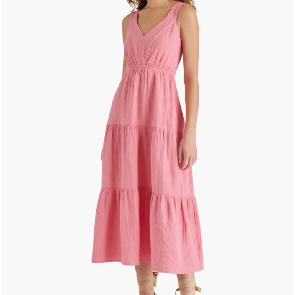 Steve Madden Pink Tiered Midi Sundress